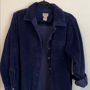 L.L. Bean Navy Corduroy Button Work Shirt, Medium